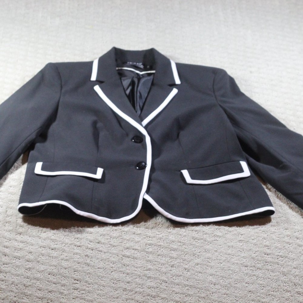 Tribal Black Blazer with White Trim